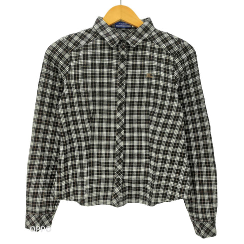バーバリーブルーレーベル BURBERRY BLUE LABEL ロゴ 刺繍 チェック柄 コットン フランネル L/S シャツ レディース JPN:38