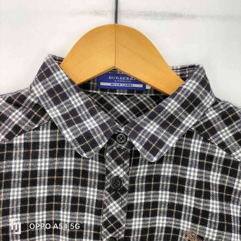 バーバリーブルーレーベル BURBERRY BLUE LABEL ロゴ 刺繍 チェック柄 コットン フランネル L/S シャツ レディース JPN:38