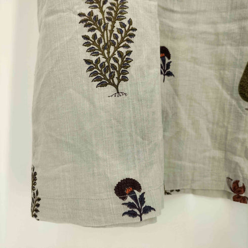 indigo 貝ボタン 花柄 コットンワンピース レディース