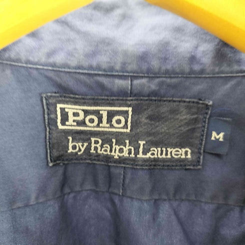 ポロバイラルフローレン Polo by RALPH LAUREN 90S イカリ 刺繍 パネル ボーダー 開襟 オープンカラー バイカラー S/S マリン シャツ メンズ import:M