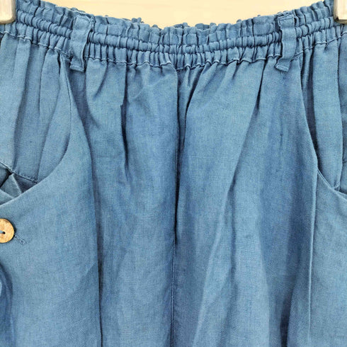 indigo 変形 リネン クロップドパンツ レディース