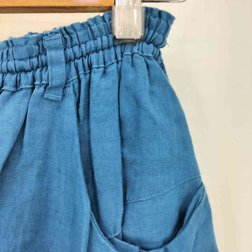 indigo 変形 リネン クロップドパンツ レディース