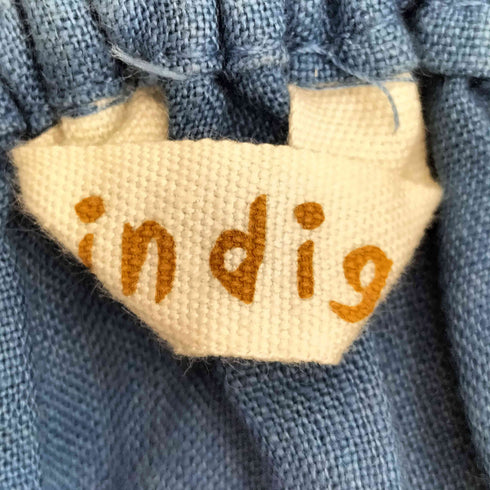 indigo 変形 リネン クロップドパンツ レディース