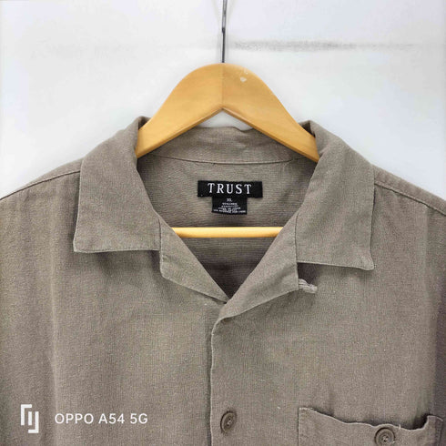 トラスト TRUST 90-00S OLD 麻 リネン レーヨン 開襟 オープンカラー S/S シャツ メンズ import:XL