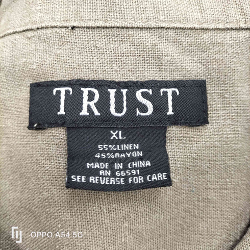 トラスト TRUST 90-00S OLD 麻 リネン レーヨン 開襟 オープンカラー S/S シャツ メンズ import:XL