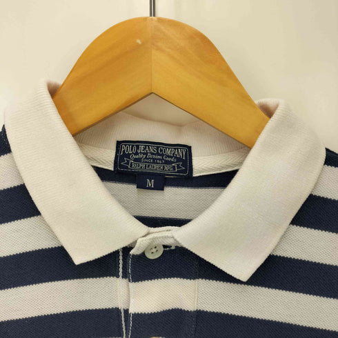 ポロジーンズカンパニーラルフローレン POLO JEANS COMPANY RALPH LAUREN 90-00S エンブレム 刺繍 ボーダー S/S 鹿の子 ポロシャツ メンズ import:M