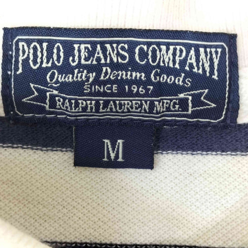 ポロジーンズカンパニーラルフローレン POLO JEANS COMPANY RALPH LAUREN 90-00S エンブレム 刺繍 ボーダー S/S 鹿の子 ポロシャツ メンズ import:M