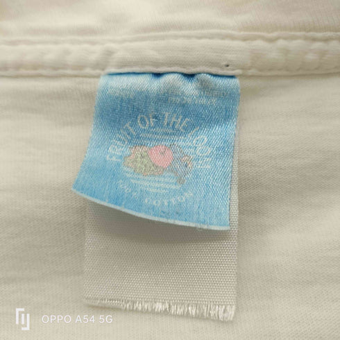 フルーツオブザルーム FRUIT OF THE LOOM 90S USA製 ボディ CEDAX テキスト イラスト プリント S/S Tシャツ シングル ステッチ メンズ
