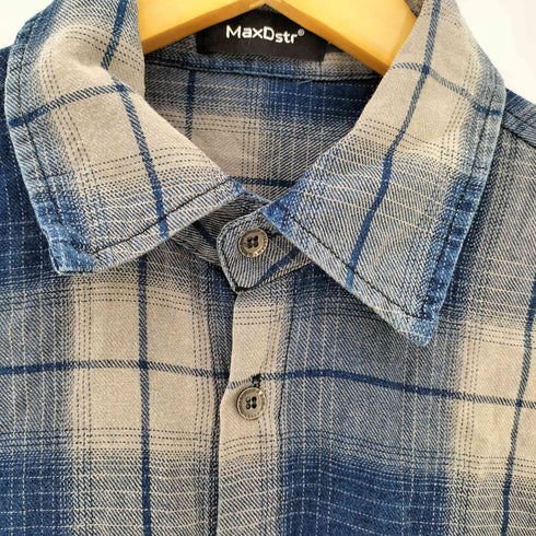 MaxDstr オンブレチェック テールカット L/S シャツ メンズ import:M