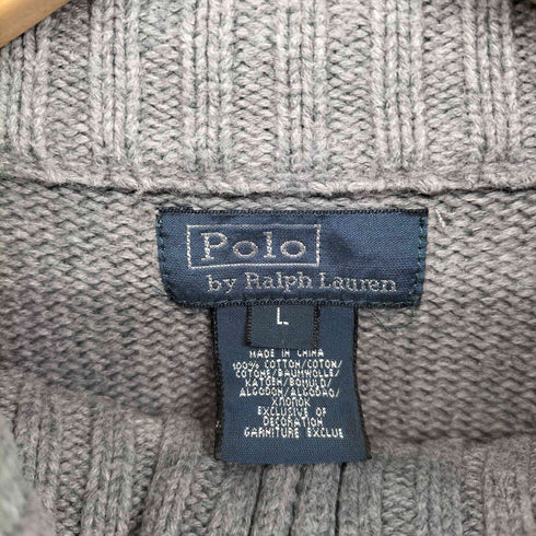 ポロバイラルフローレン Polo by RALPH LAUREN ハーフジップボーダー柄コットンニット セーター レディース import:L