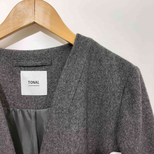 トーナル TONAL ノーカラーロングコート レディース JPN:38