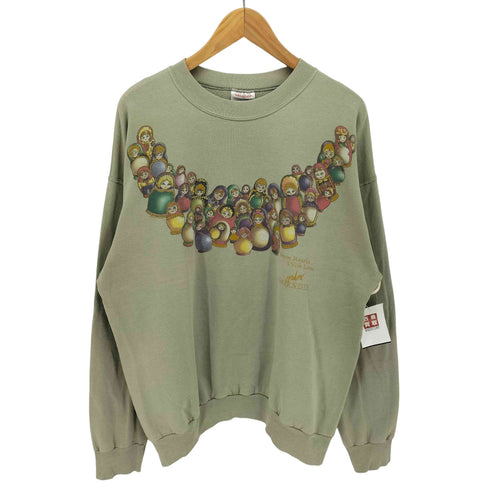 90-00s メキシコ製 Hanes ボディ マトリョーシカ プリント クルーネック スウェット メンズ import:L