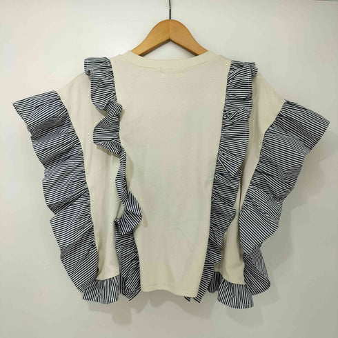ビームスハート BEAMS HEART 25SS 異素材コンビ ストライプフリル プルオーバー レディース