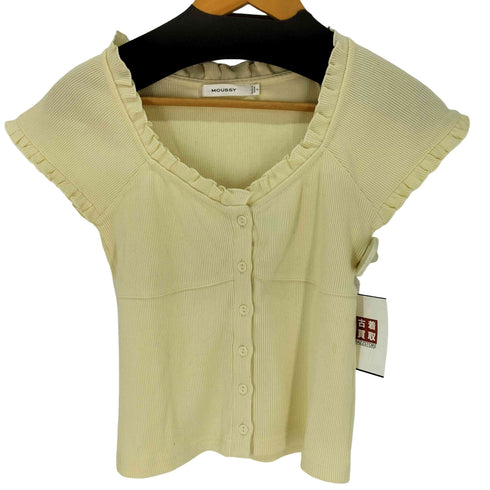 マウジー moussy V NECK FRILL RIB トップス レディース FREE