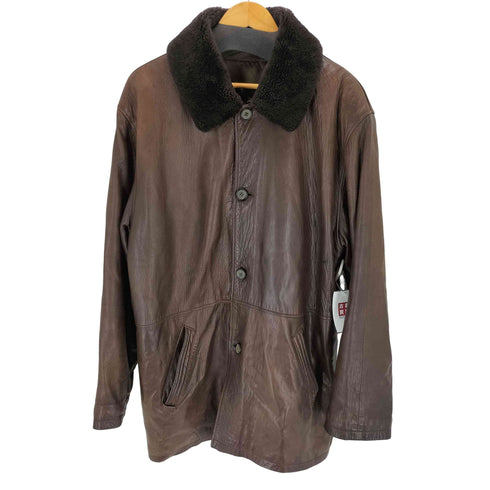 LAMB LEATHER 襟ボアラムレザーコート メンズ 54