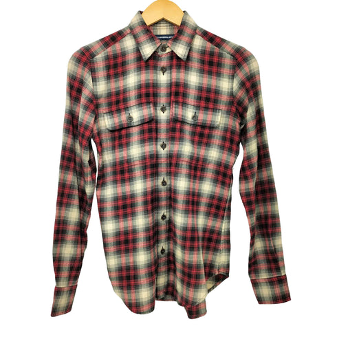 ラルフローレンスポーツ RALPH LAUREN SPORT L/S エルボーパッチ オンブレチェックシャツ レディース US:4