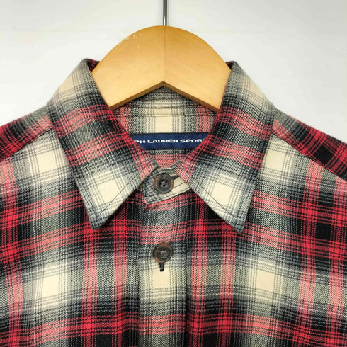 ラルフローレンスポーツ RALPH LAUREN SPORT L/S エルボーパッチ オンブレチェックシャツ レディース US:4