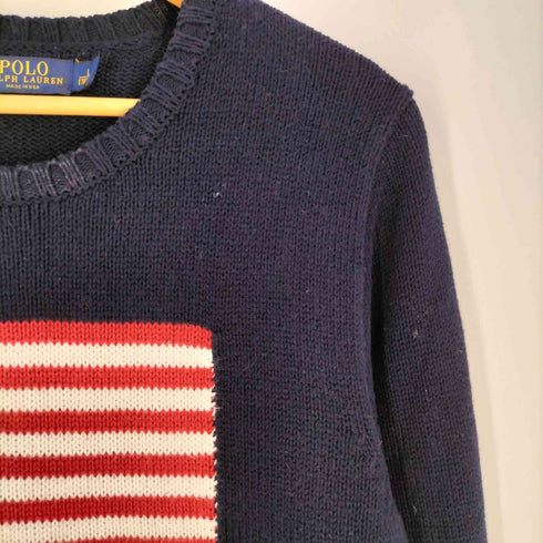 ポロラルフローレン POLO RALPH LAUREN USA製 現行タグ 星条旗 コットンニット メンズ import:L