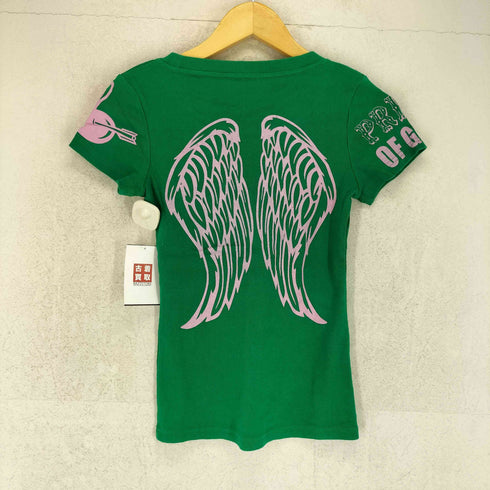 Miss Bride Y2K 天使の羽 プリント タイトクルーネックTシャツ レディース