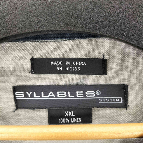 SYLLABLES 00S ボックスデザイン リネンオープンカラーシャツ メンズ XXL