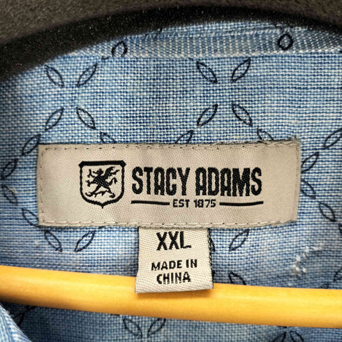 ステイシーアダムス STACY ADAMS 総柄 レーヨン混リネン オープンカラーシャツ メンズ XXL