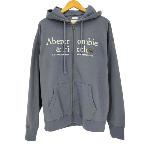 アバクロンビーアンドフィッチ Abercrombie & Fitch RELAXED ロゴ刺繍 ジップアップパーカー メンズ import:L