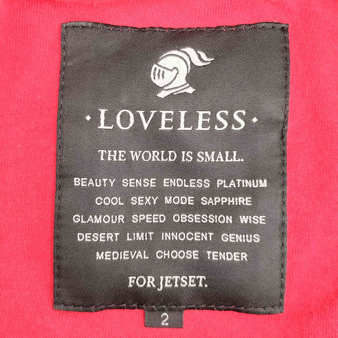 ラブレス LOVELESS Y2K スカル刺繍 ダブルジップ ノーカラー スウェット ダブルライダース メンズ JPN:2