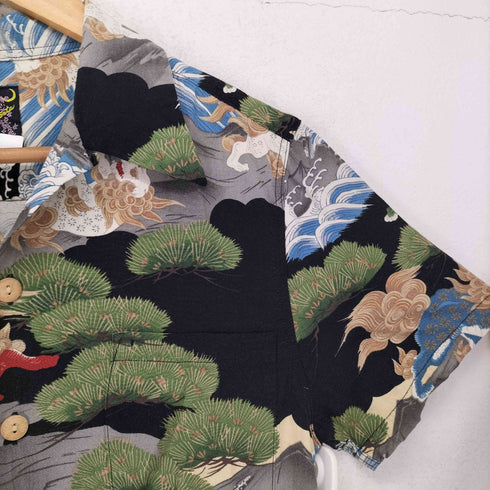 oniwasoto 和柄 獅子舞 開襟シャツ メンズ M
