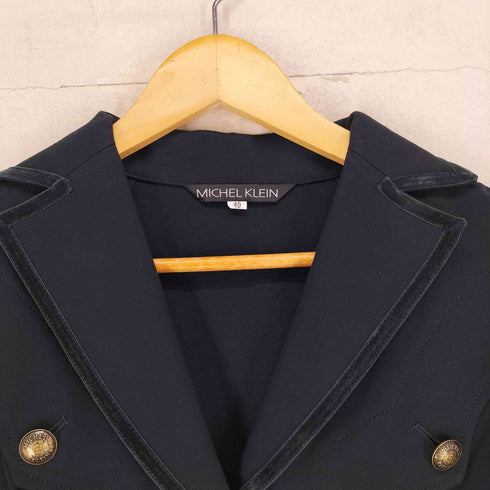 ミッシェルクラン MICHEL KLEIN ベロアパイピング 金ボタン3Bテーラードジャケット レディース 40