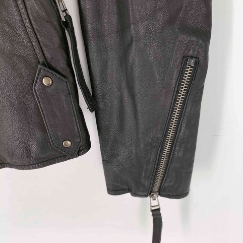 バナナリパブリック BANANA REPUBLIC 本革 裏地チェック ダブルライダースジャケット レディース import:S