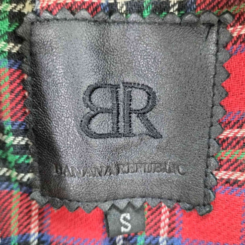 バナナリパブリック BANANA REPUBLIC 本革 裏地チェック ダブルライダースジャケット レディース import:S