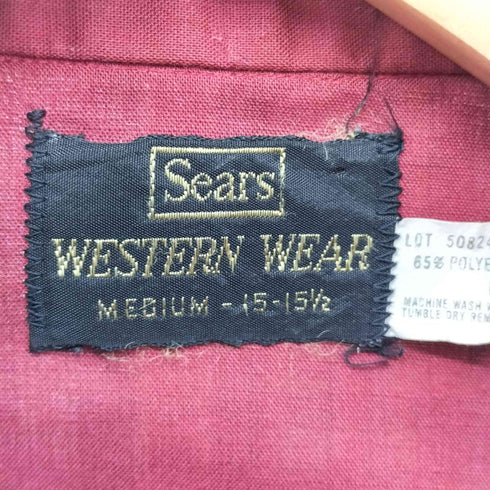 シアーズ Sears 70S WESTERN WEAR チェック 切り替え パールボタン L/S ウエスタン シャツ メンズ import:M