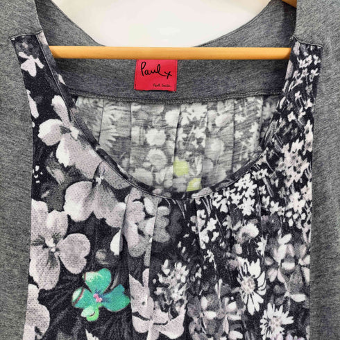 ポールスミスプラス Paul+ Paul Smith フラワープリント フロントタック フレンチスリーブ ミドル丈 ワンピース レディース JPN:M