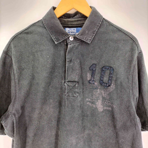 ポロバイラルフローレン Polo by RALPH LAUREN 90S ナンバリング ワッペン 同色 ステンシル プリント S/S ポロシャツ Y2K メンズ import:L