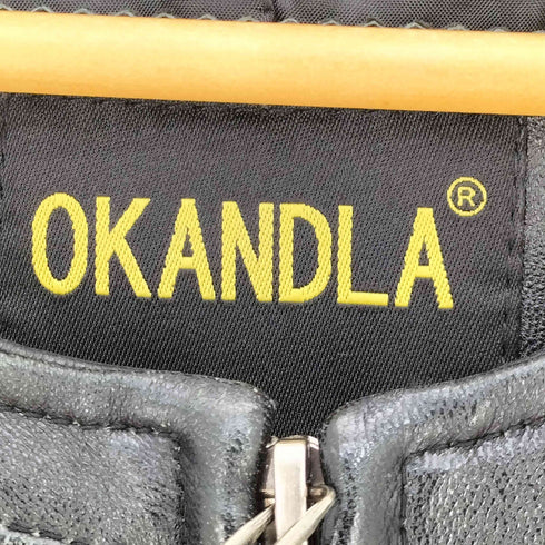 OKANDLA Y2K ノーカラー クロップド レザージャケット レディース