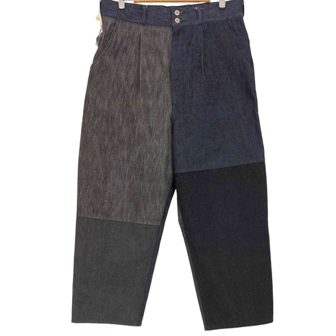 コムデギャルソンオム COMME des GARCONS HOMME 21awデニムパッチワーク タックワイドトラウザー メンズ JPN:L