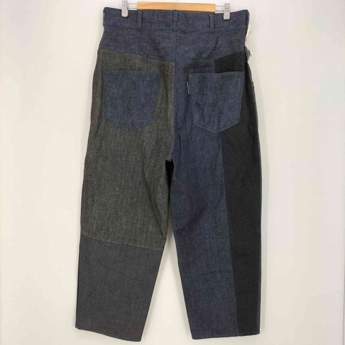 コムデギャルソンオム COMME des GARCONS HOMME 21awデニムパッチワーク タックワイドトラウザー メンズ JPN:L