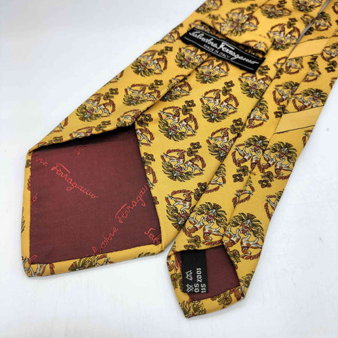 サルヴァトーレフェラガモ Salvatore Ferragamo MADE IN ITALY イタリア製 総柄 絹 シルク 100% ネクタイ メンズ