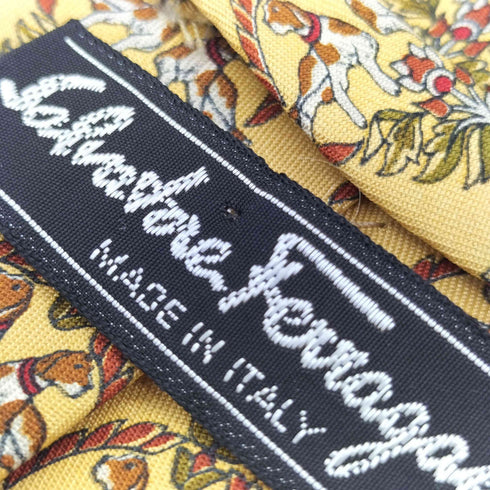 サルヴァトーレフェラガモ Salvatore Ferragamo MADE IN ITALY イタリア製 総柄 絹 シルク 100% ネクタイ メンズ