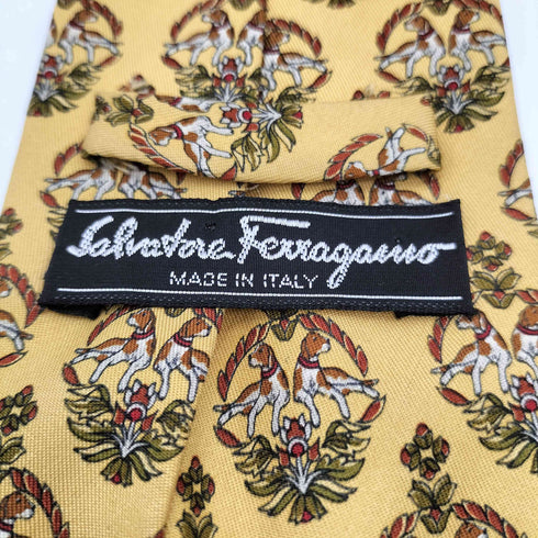 サルヴァトーレフェラガモ Salvatore Ferragamo MADE IN ITALY イタリア製 総柄 絹 シルク 100% ネクタイ メンズ