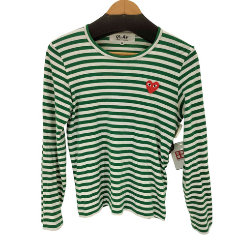 プレイコムデギャルソン PLAY COMME des GARCONS AD2022 ワンポイント・レッド・ハート ロングボーダーTシャツ メンズ M
