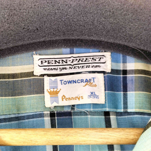 ペニーズタウンクラフト PENNEYS TOWNCRAFT 60S オープンカラー チェック L/S シャツ メンズ import:XL