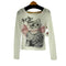 PUNCH STORE キャットプリント ニット カットソー レディース JPN:S