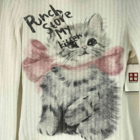 PUNCH STORE キャットプリント ニット カットソー レディース JPN:S