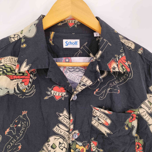 ショット Schott 総柄 L/S シャツ メンズ import:S