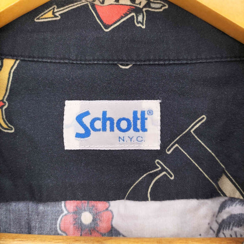 ショット Schott 総柄 L/S シャツ メンズ import:S