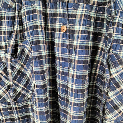 S/S シアサッカー チェック ワンピース レディース