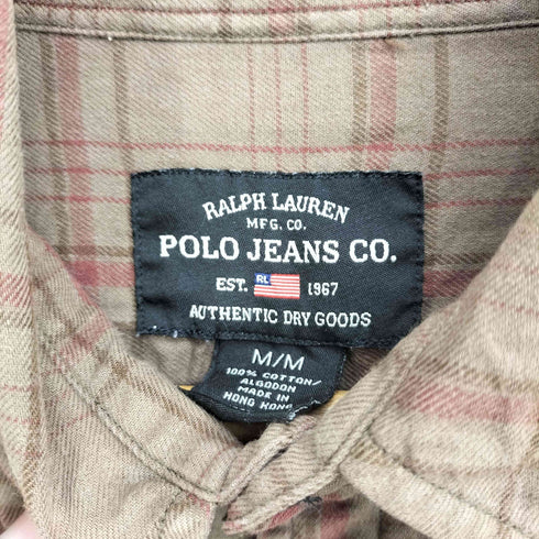 ポロジーンズカンパニーラルフローレン POLO JEANS COMPANY RALPH LAUREN 90-00S チェック L/S シャツ ネコ目ボタン メンズ import:M