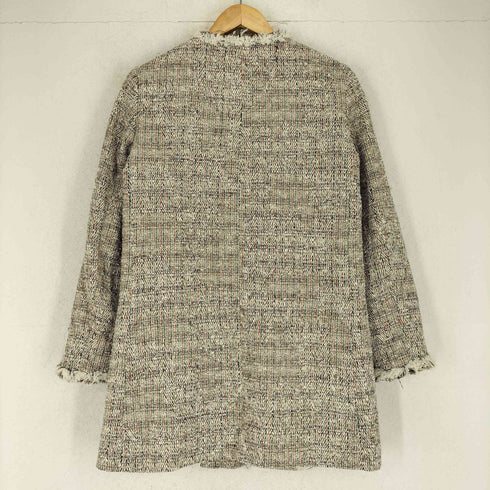 ザラ ZARA ツイード ノーカラー比翼ジップジャケット レディース S