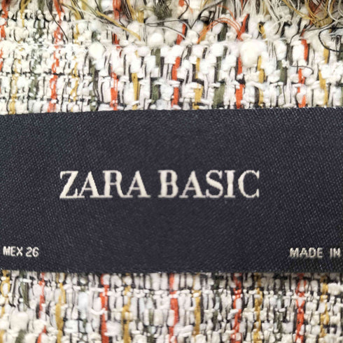 ザラ ZARA ツイード ノーカラー比翼ジップジャケット レディース S